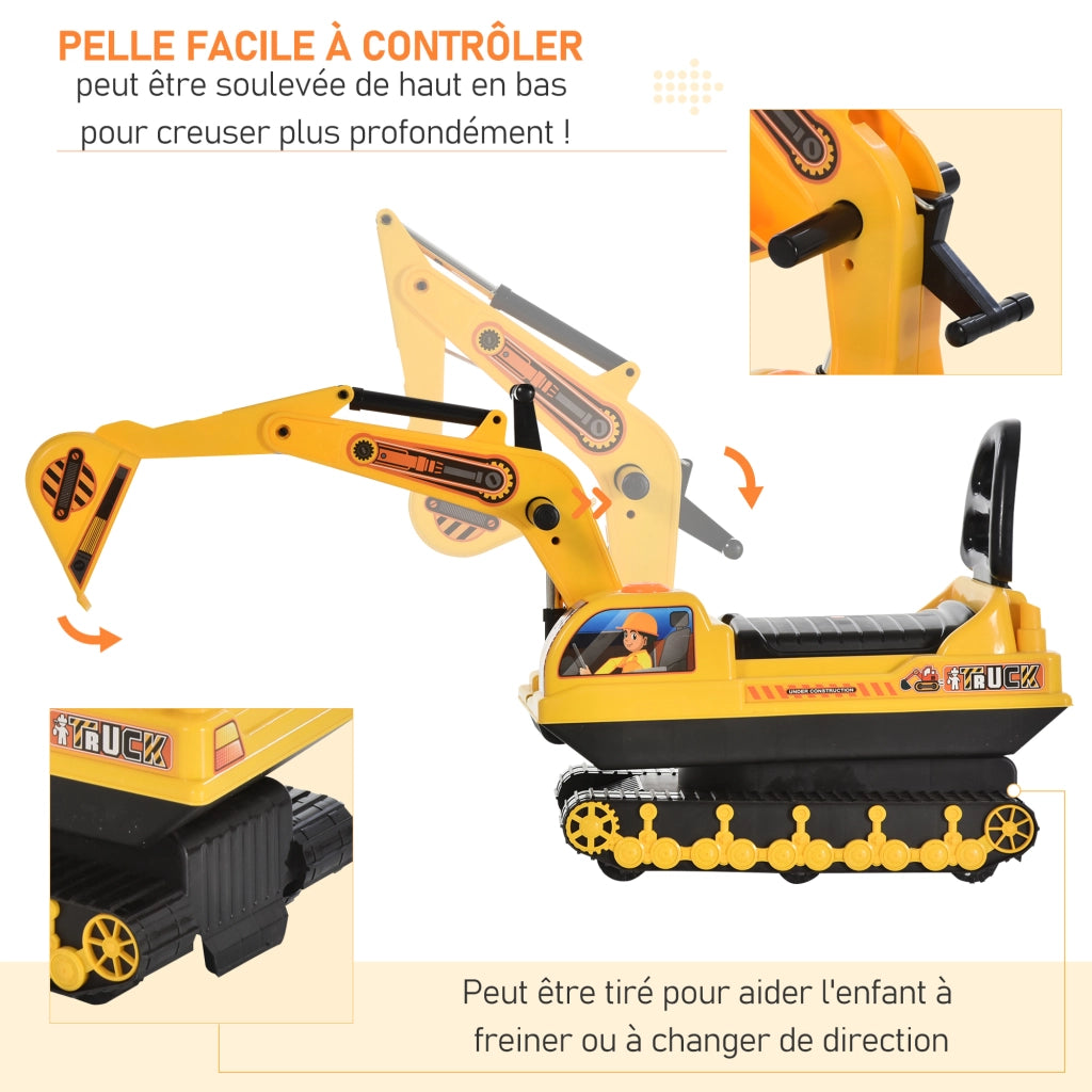 Portagiochi Treno Escavatore con Cassone e Clacson Giallo ¨C zephmum ¨C 18-48 Mesi