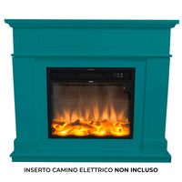 Cornice da Pavimento per Inserto Camino Elettrico 110x94,9x24,9 cm in MDF Sined Pienza Turchese