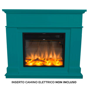 Cornice da Pavimento per Inserto Camino Elettrico 110x94,9x24,9 cm in MDF Sined Pienza Turchese
