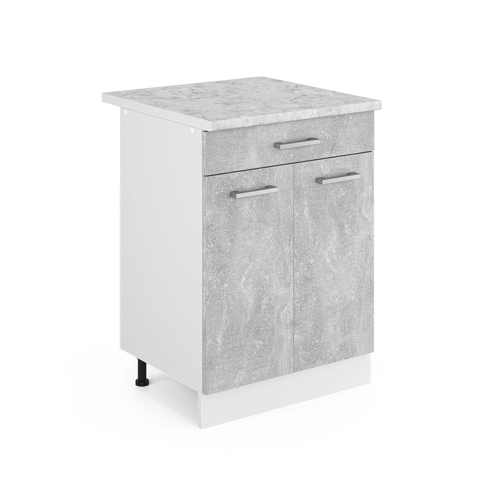 Vicco Mobiletto base per cucina Calcestruzzo 60 cm con cassetto PL Marmo