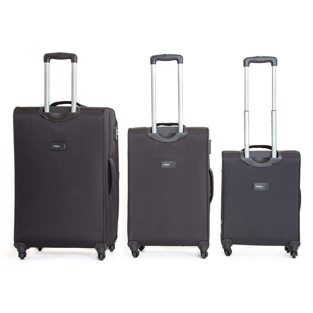 Set 3 Valigie Trolley Morbide in Poliestere 4 Ruote TSA Ravizzoni Matisse Nero