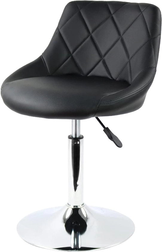 Vanity a Piedi con Schienale per Trucco - Sedile con Pelle in PU - Altezza Regolabile - Sedile Girevole - Sedile per Angolo - Sedile per Sala da Bellezza - Spa - Senza Ruote - Nero tavolo per trucco