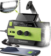 Radio solare per situazioni di emergenza - Radio AM/FM portatile per meteo - Radio di sopravvivenza con 4 modalità di illuminazione LED - Altoparlante SOS - Batteria ricaricabile 4000mAh