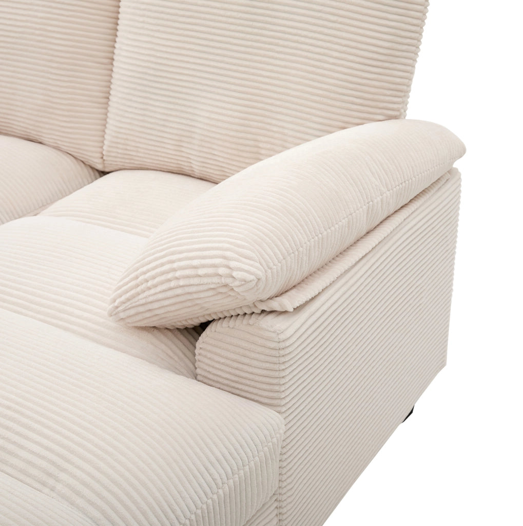 Divano modulare a U 4 posti in velluto a coste beige con USB