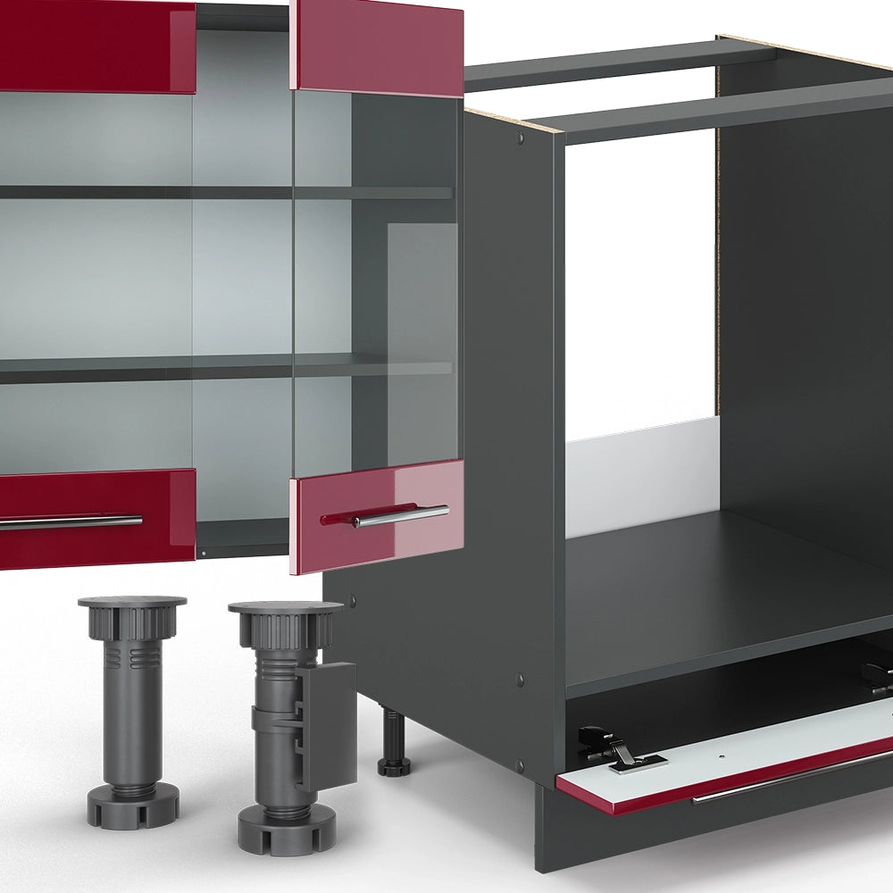 Cucina componibile Fame-Line Bordeaux lucido/Antracite 355 cm, PL Antracite Vicco
