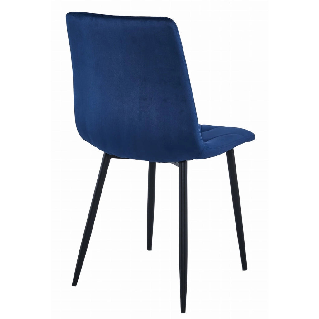 Set di 2 sedie Libra in velluto blu notte con gambe nere