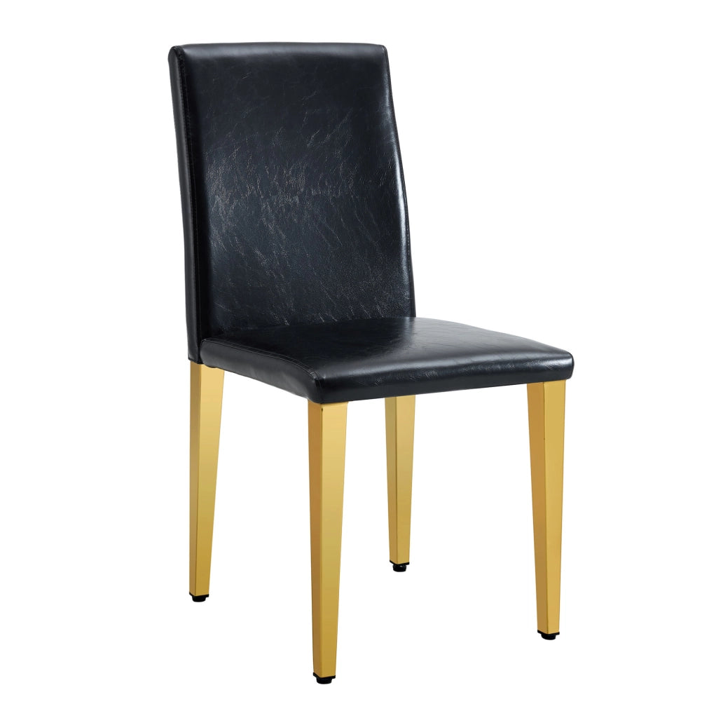 Set di 4 sedie da pranzo moderne in PU nero e metallo oro; 90 cm