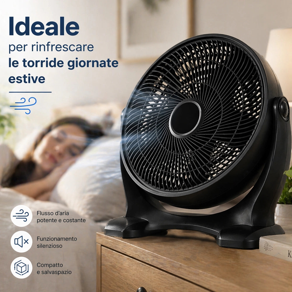 Ventilatore da Pavimento Ø45 cm Inclinazione Variabile Potenza 75W Nero