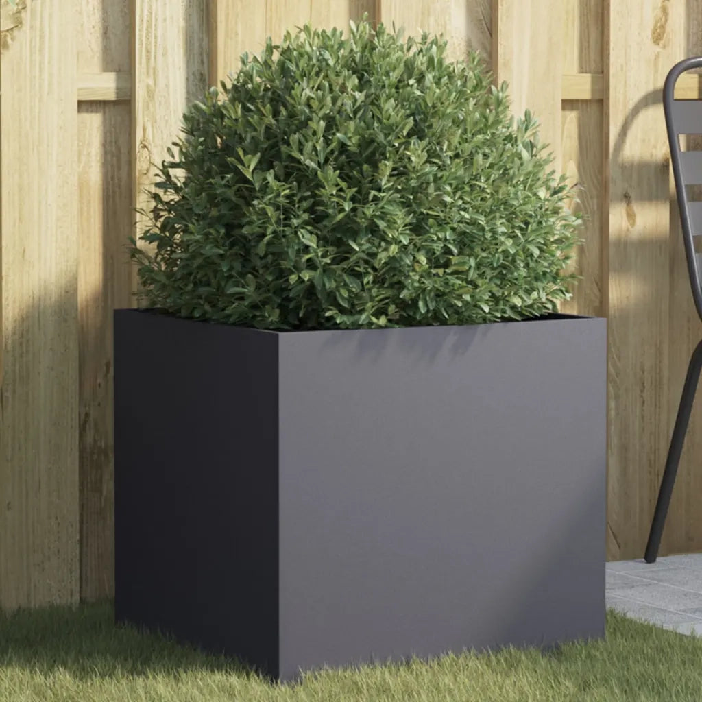 Fioriera-Vaso-Contenitore per Piante Antracite 49x47x46 cm in Acciaio