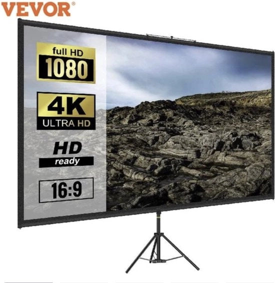 Schermo da Proiezione Portatile 72 Pollici - Stendardo W - 16:9 - 4K HD - Schermo da Proiezione da Trasportare - Schermo da Proiezione per Cinema Casa - Proiezione Indoor e Outdoor