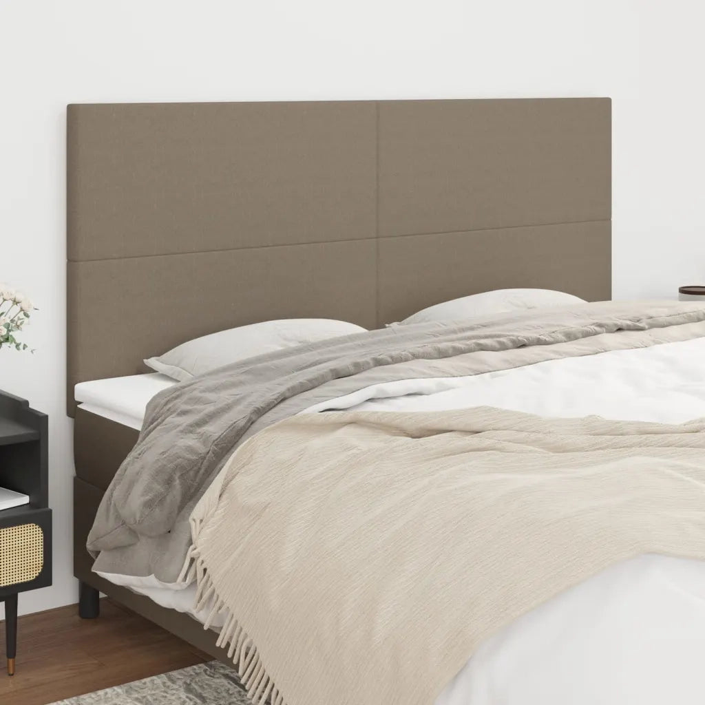 Testiera per Letto-Testata-Testiera Decorativa Tortora 200x5x118/128 cm Tessuto 633535
