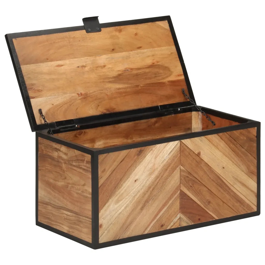 Scatola Portaoggetti 60x30x30 cm Legno Massello Acacia e Ferro 372752