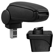[pro.tec] Bracciolo centrale per Volkswagen Polo VI - Rivestimento in similpelle nero con cuciture nere - con vano portaoggetti
