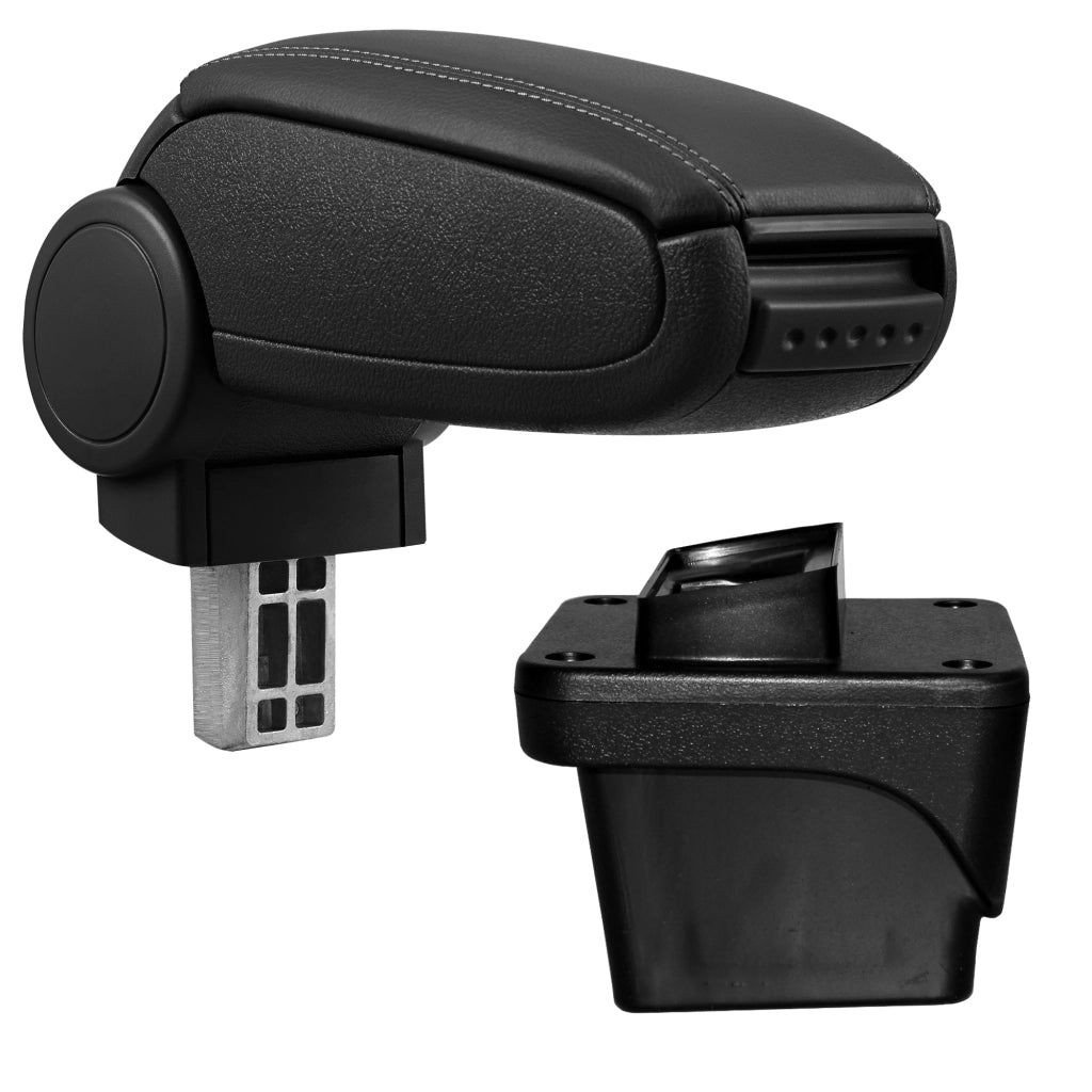 [pro.tec] Bracciolo centrale per Volkswagen Polo VI - Rivestimento in similpelle nero con cuciture nere - con vano portaoggetti