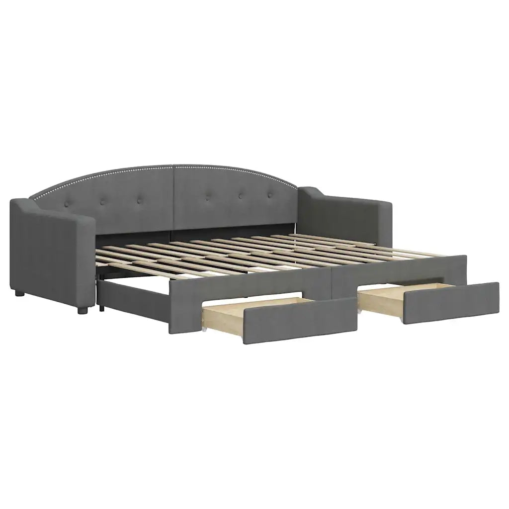 Divano Letto Estraibile Cassetti-Sofa Letto-Daybed Grigio Scuro 80x200cm Tessuto 319986