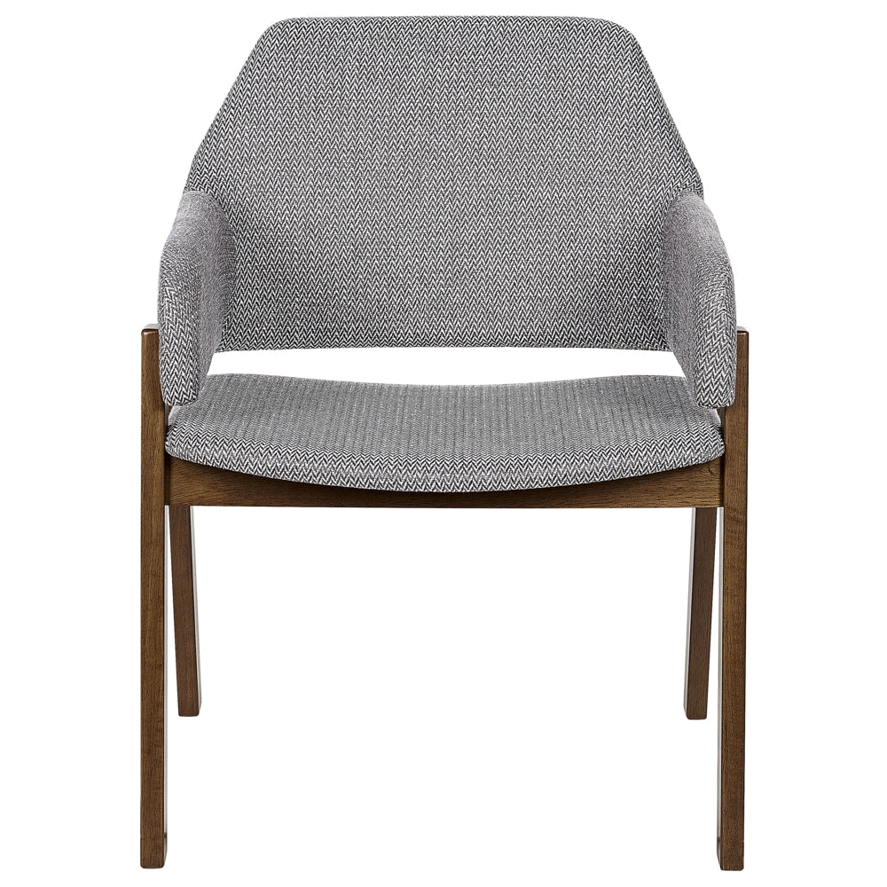 Set di 2 sedie da pranzo in legno scuro e tessuto in poliestere grigio gambe in legno di caucciù stile retrò tradizionale