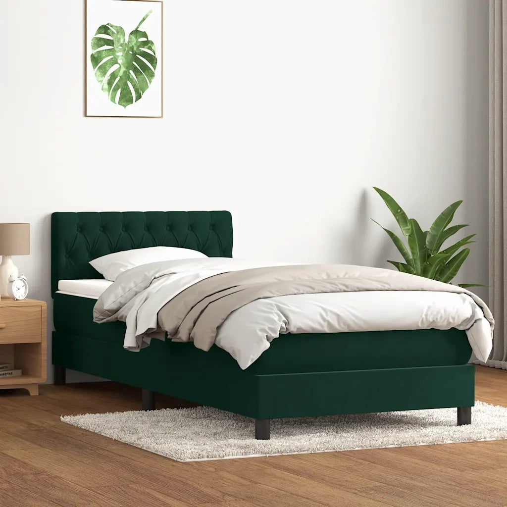 Giroletto a Molle con Materasso Verde Scuro 80x220 cm Velluto