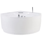 Vasca Idromassaggio Angolare Acrilico Bianco Getti Massaggio ⌀ 150 cm con Altoparlante LED Bluetooth