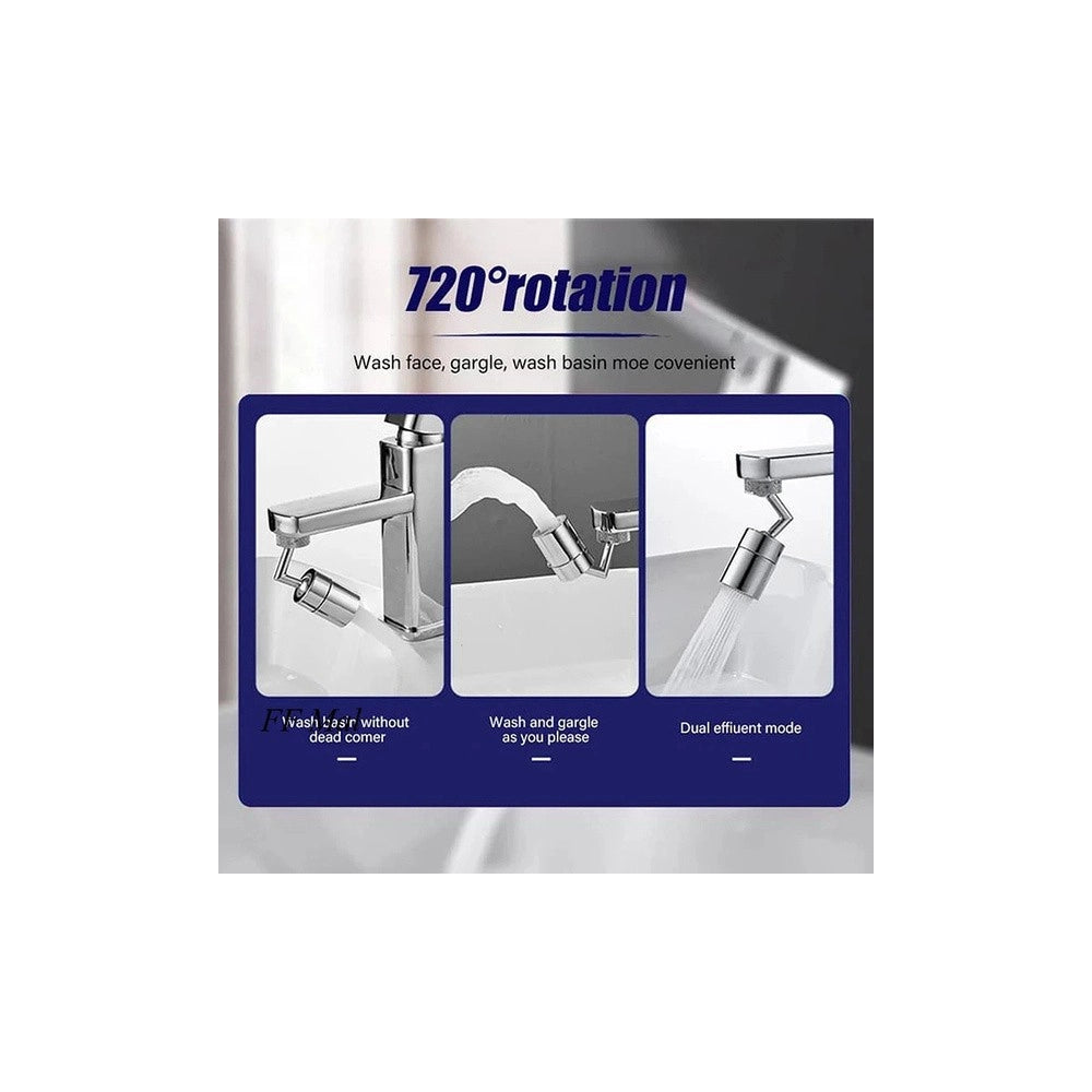Trade Shop - Rubinetto Girevole 720° Filtro Aeratore Miscelatore Snodabile Acqua Cucina Bagno -
