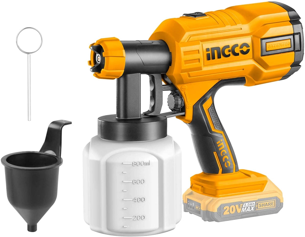 Aerografo per verniciare batteria litio p20s 20v ingco