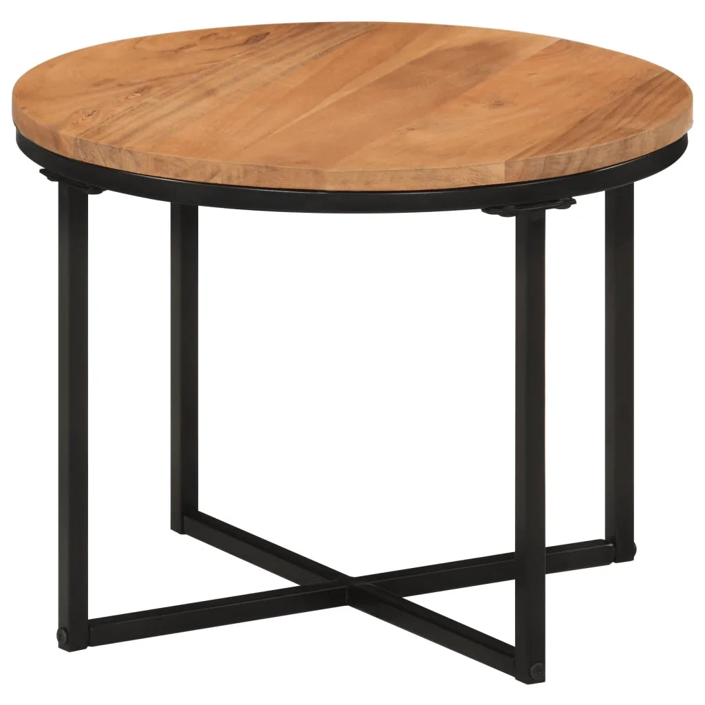 Tavolino Salotto-Tavolino da soggiorno-Tavolo 45x45x35cm in Legno Massello di Acacia e Ferro