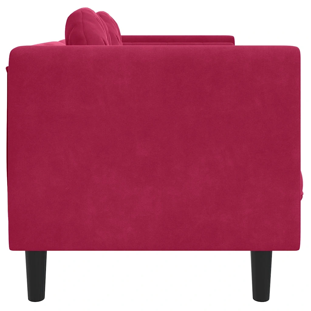 Divano | Divano da soggiorno | Sofa con Cuscini 3 Posti Rosso Vino in Velluto