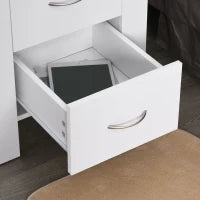 Comodino Moderno in Legno con 2 Cassetti per Camera da Letto, 48x39x54cm, Bianco