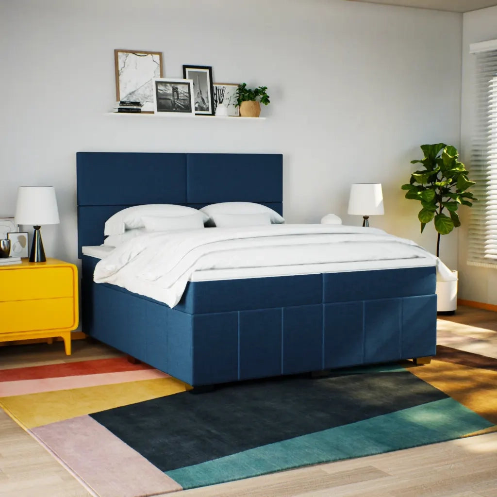 Giroletto a Molle con Materasso Blu 200x200 cm in Tessuto 3291774