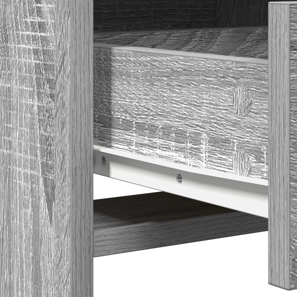 Set di Tavolo da Trucco a 2 Pezzi con LED Grigio in Legno Ingegnerizzato di Sonoma