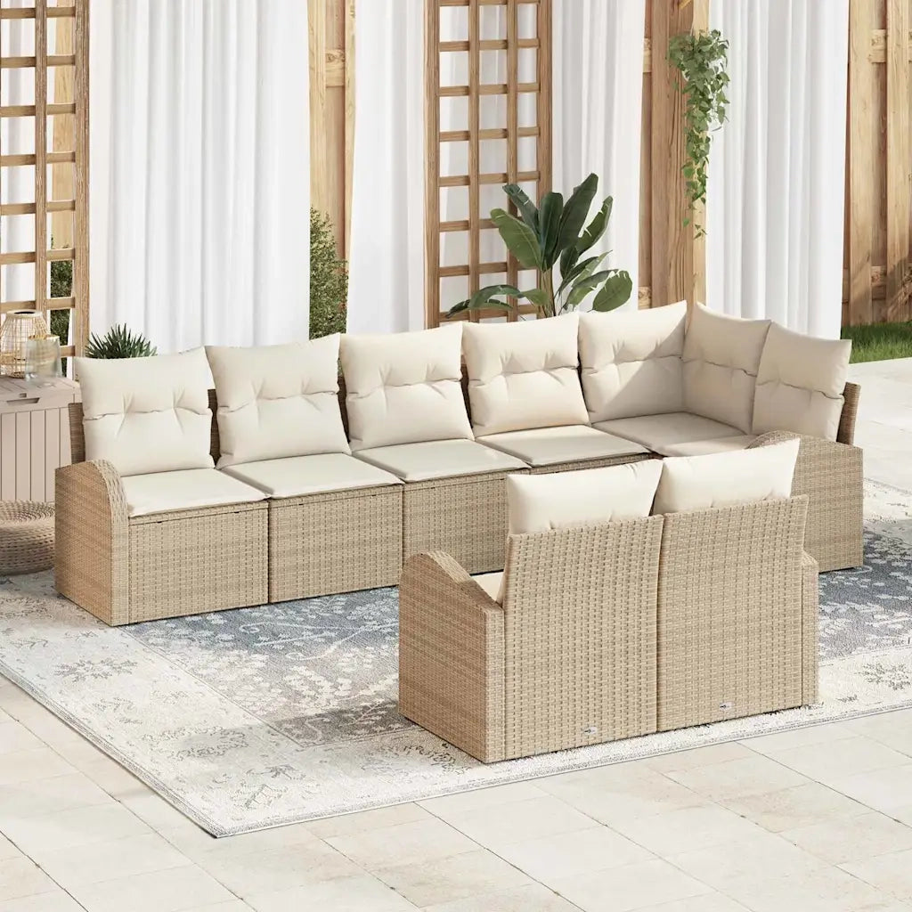 Set Divano da Giardino Beige e Crema 55 x 55 x 37 cm polyrattan 3346091