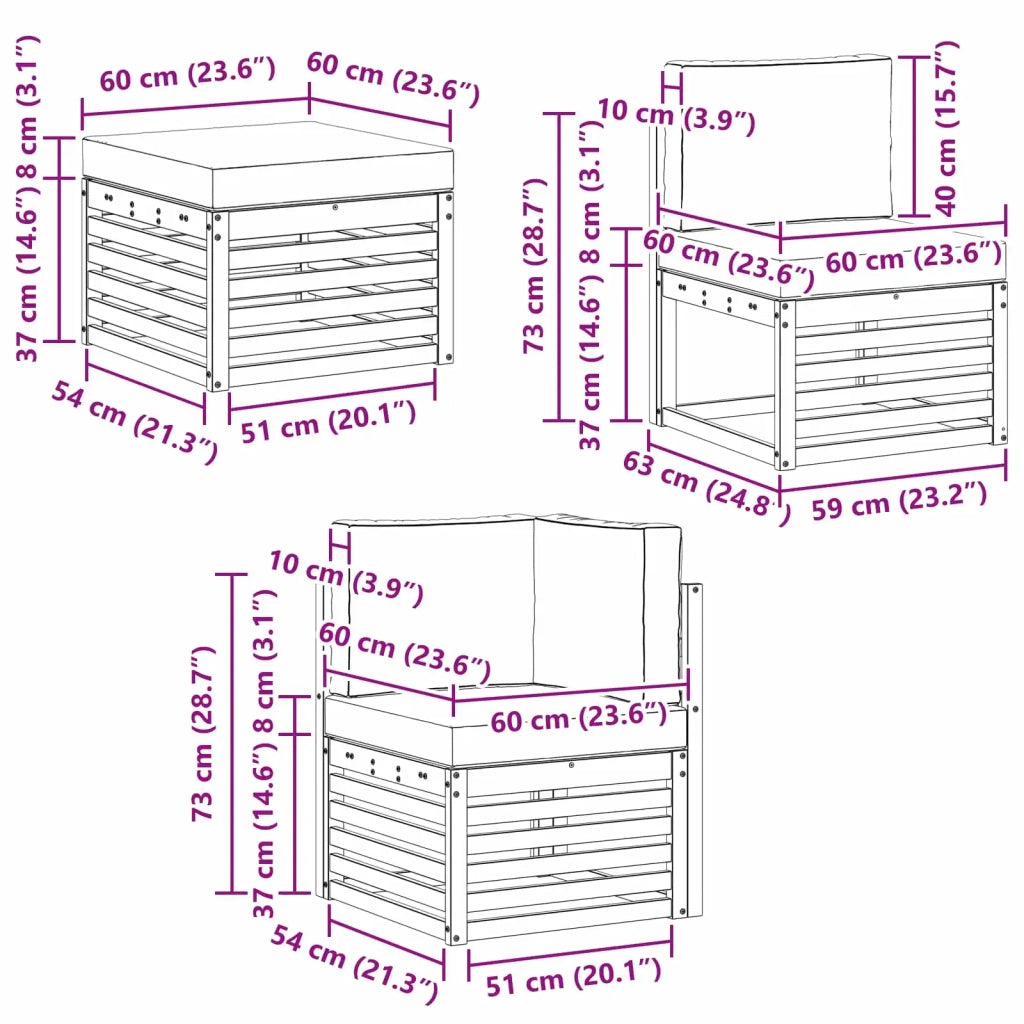 Set di divani da esterno 7 pcs Bianco e Antracite 3392177