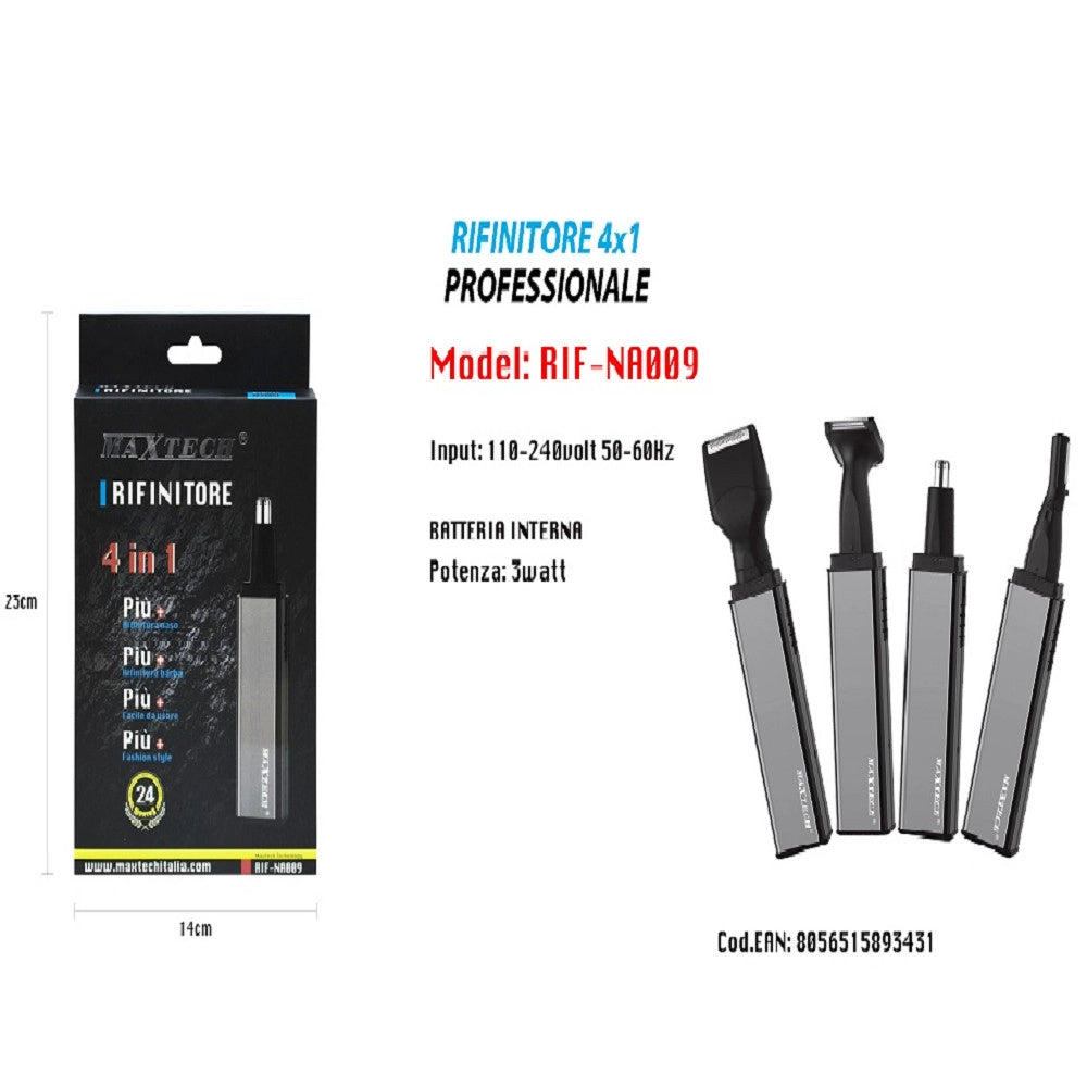 Trade Shop - Rasoio Rifinitore Trimmer Uomo 4x1 Per Peli Naso Orecchie Sopracciglia Rif-na009 -