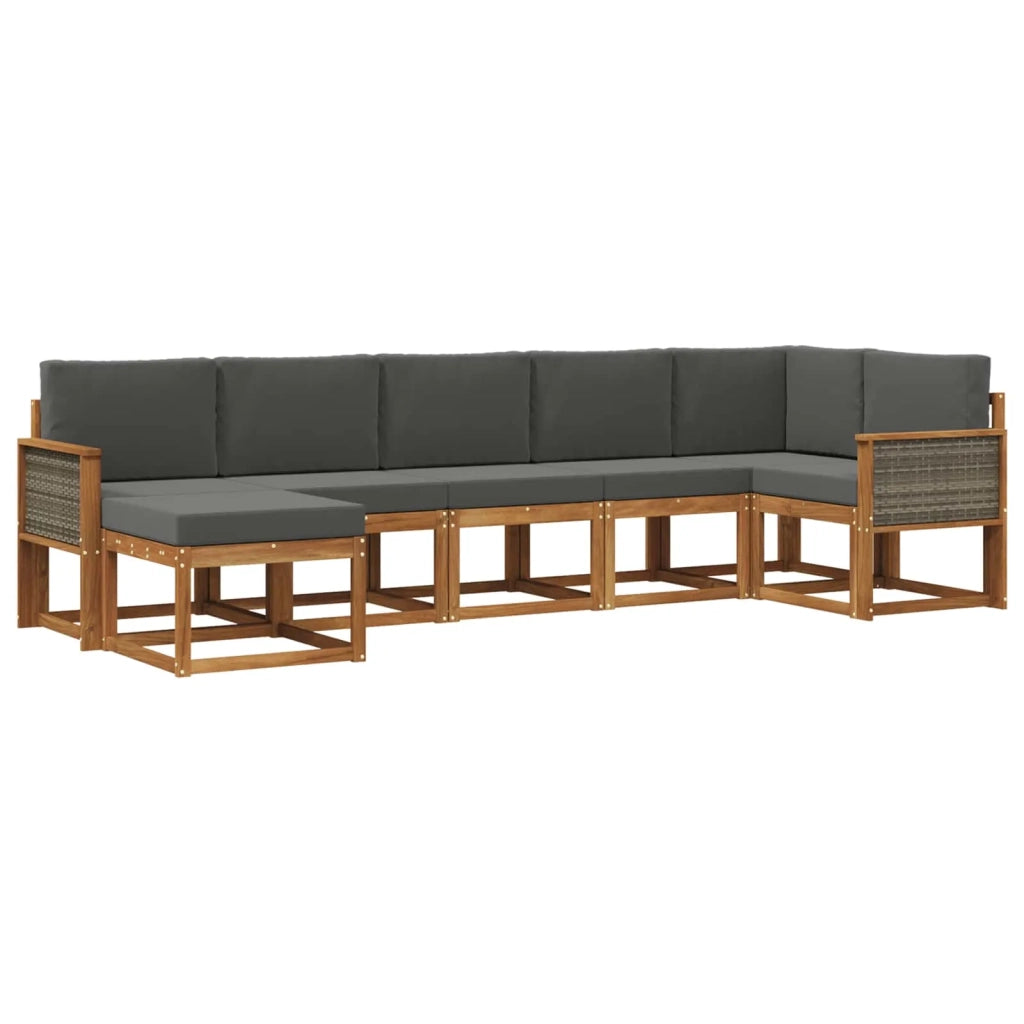 Set di divani da esterno 7 pz Naturale e Antracite Poliestere 3385388