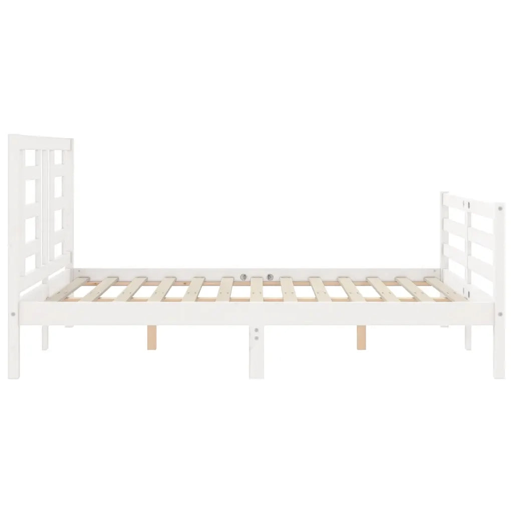 Giroletto con Testiera-Struttura Letto con testiera Bianco 140x190 cm in Legno Massello 484177