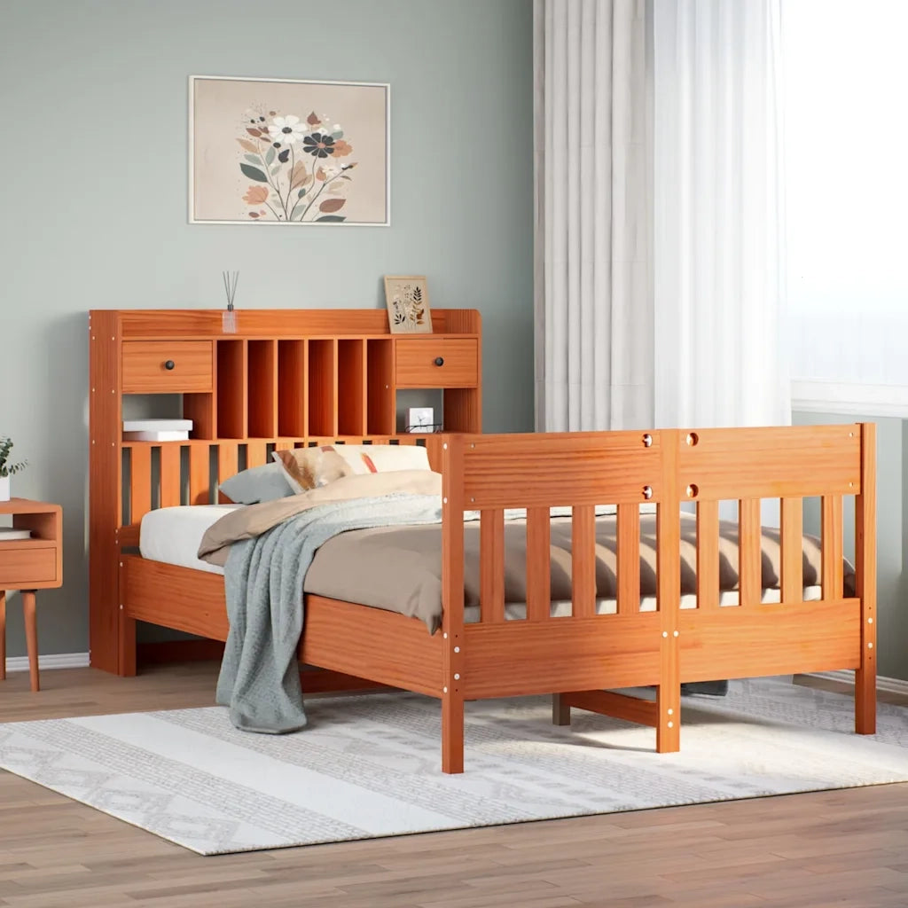 Letto matrimoniale | Letto per adulti | Letto senza Materasso Marrone Cera 135x190 cm in Legno di Pino