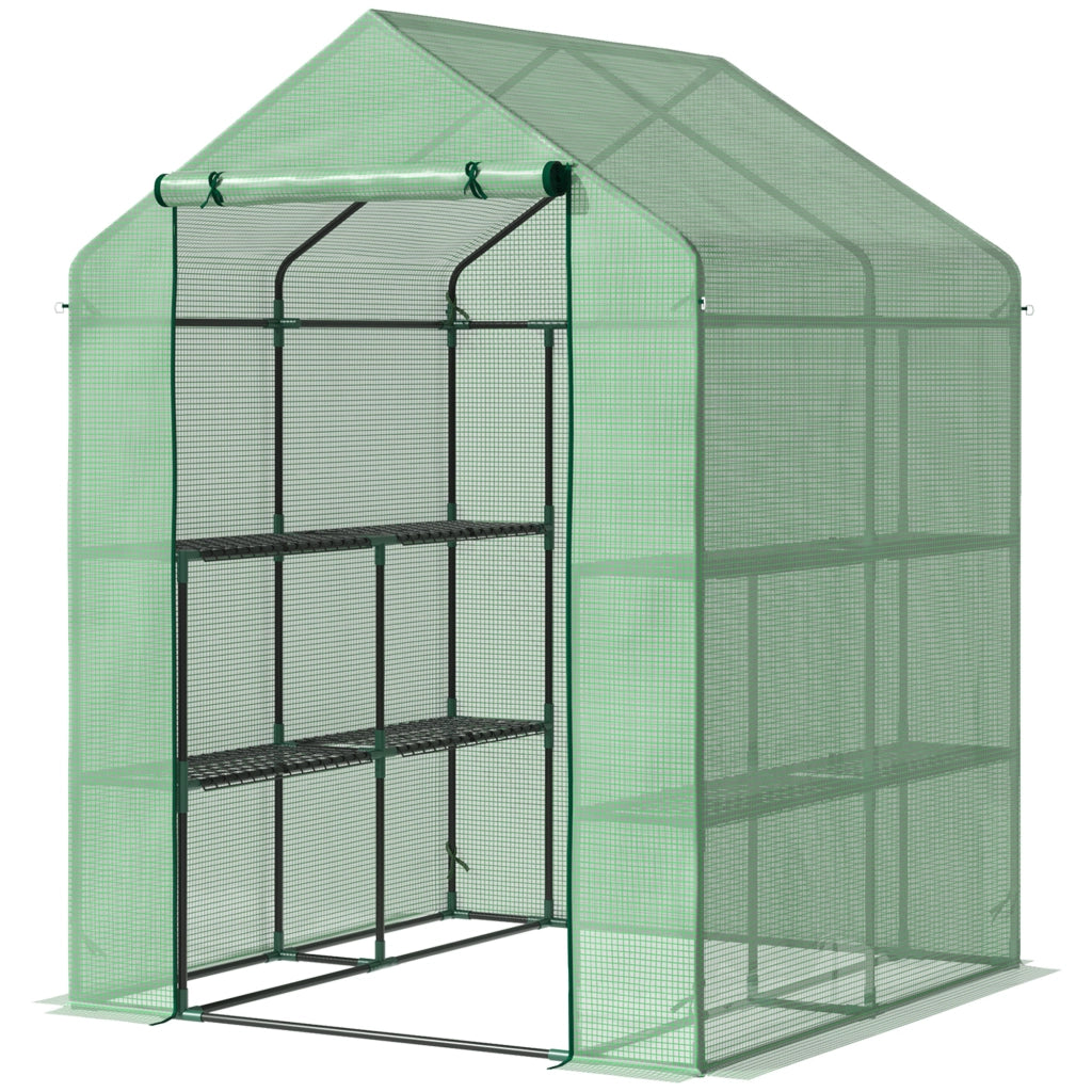 Serra da Giardino con 8 Ripiani ¨C Xylo ¨C Verde Acciaio PE 143x138x190 cm