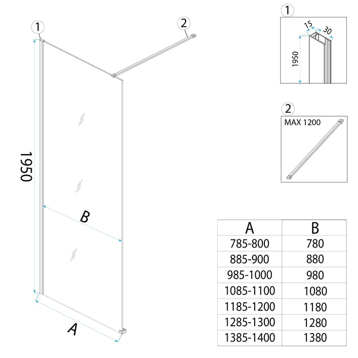 Parete Doccia Rea Flexi Transparent / Titan 80