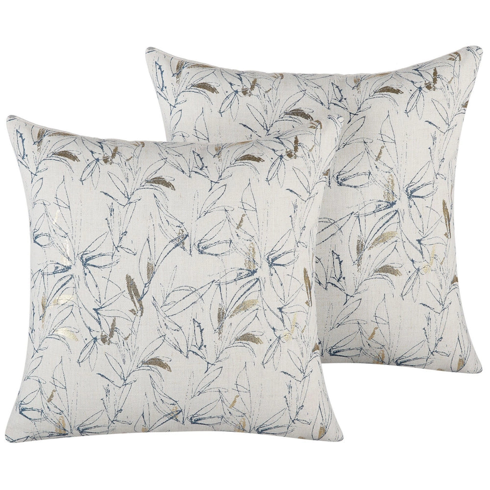 Set di 2 cuscini decorativi Beige motivo floreale 45 x 45 cm Motivo floreale Accessori arredo retrò