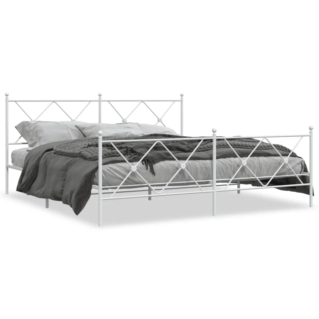 Giroletto con Testiera e Pediera-Struttura Letto Metallo Bianco 183x213 cm 164338