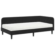 Letto singolo | Letto per adulti | Cornice del letto ad angolo Nero 90 x 190 cm Velluto