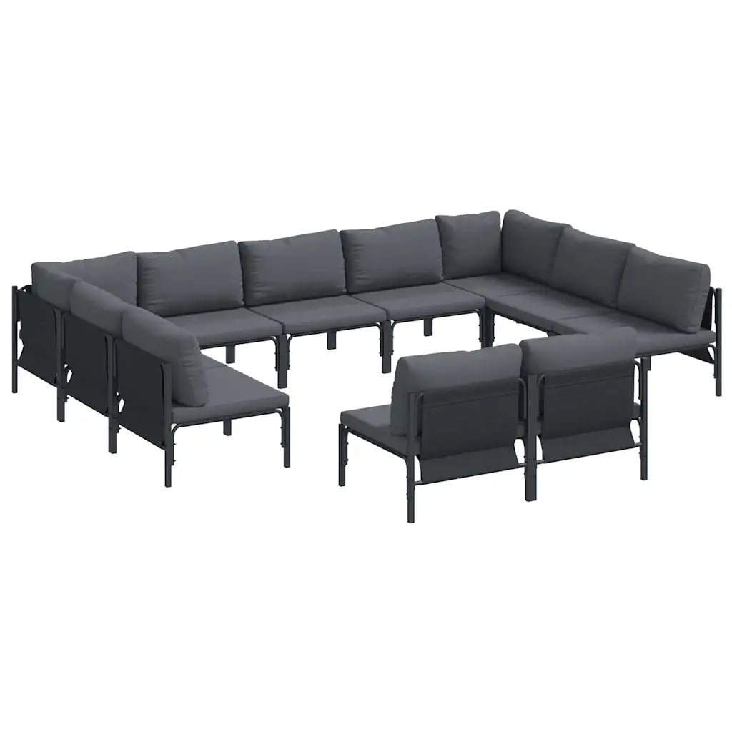 Set Divano da Giardino con cuscino 11 pcs Nero Acciaio 3379018