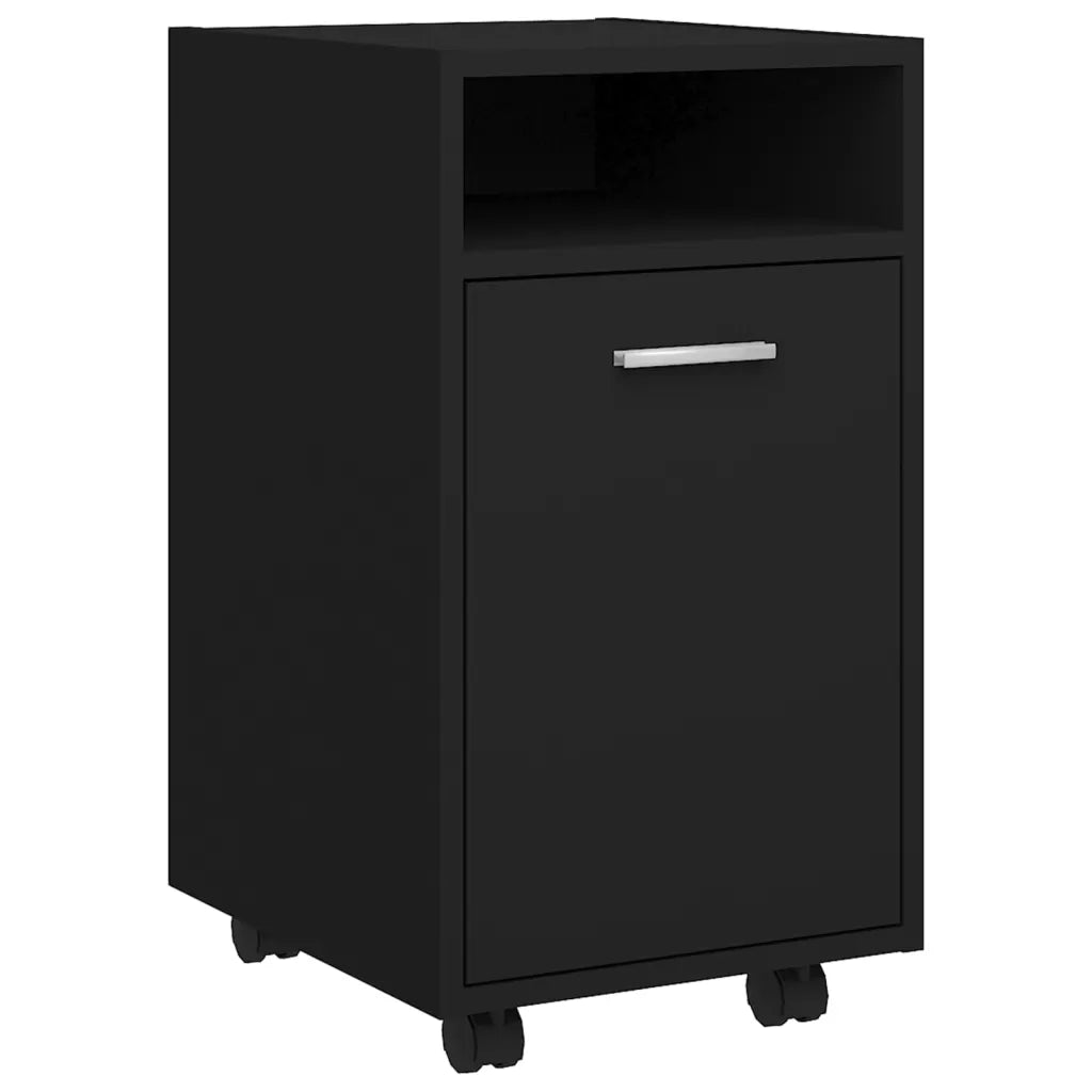 Credenza con Ruote-Buffet-Armadio da cucina Nera 33x38x60 cm in Legno Multistrato