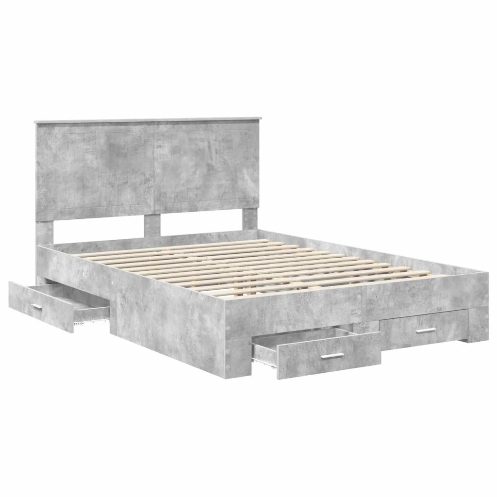 Struttura del letto con testiera Grigio cemento 135 x 190 cm