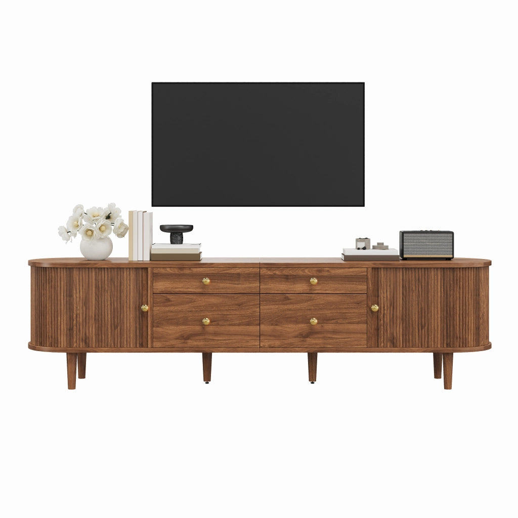Mobile tv con 2 porte scorrevoli; 4 cassetti; 5 piedi in legno; per soggiorno e camera; 180 × 35 × 50 cm