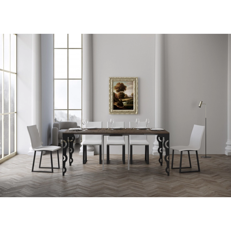 Consolle allungabile 90x40/300 cm Karamay Evolution telaio Antracite - Noce