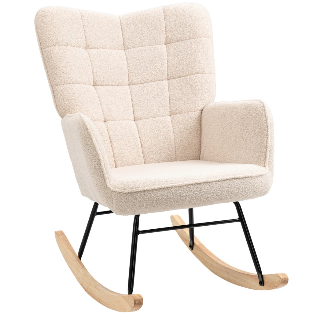 Poltrona a dondolo beige in poliestere, 71×98×101 cm