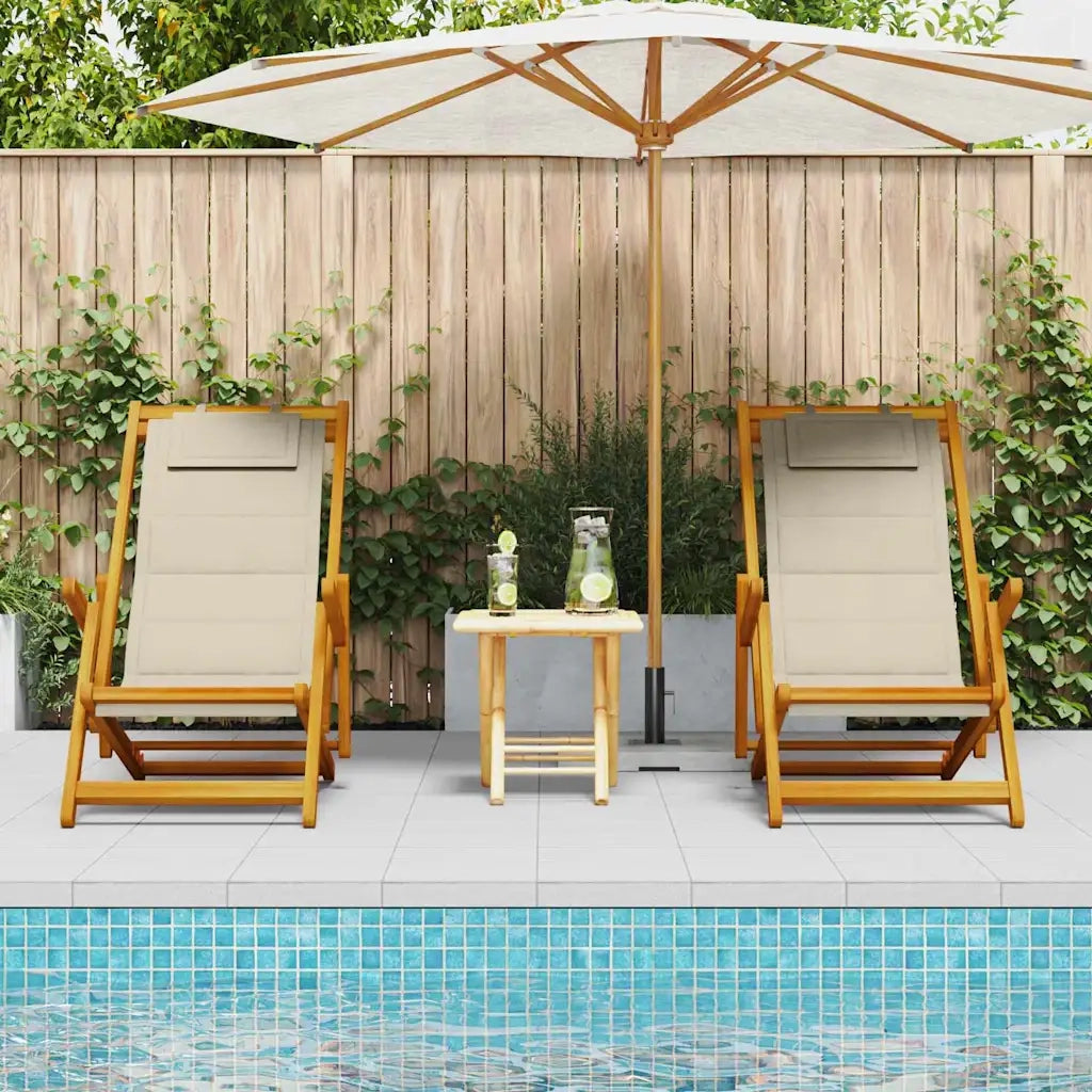 Sedia da spiaggia 2 pcs Marrone Legno di Acacia Massello 3325144
