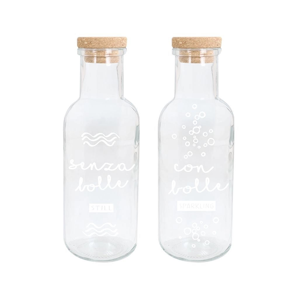 1 Pezzo Bottiglia in Vetro Still & Sparkle Tappo in Sughero 1 Litro 2 Decori