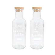 1 Pezzo Bottiglia in Vetro Still & Sparkle Tappo in Sughero 1 Litro 2 Decori