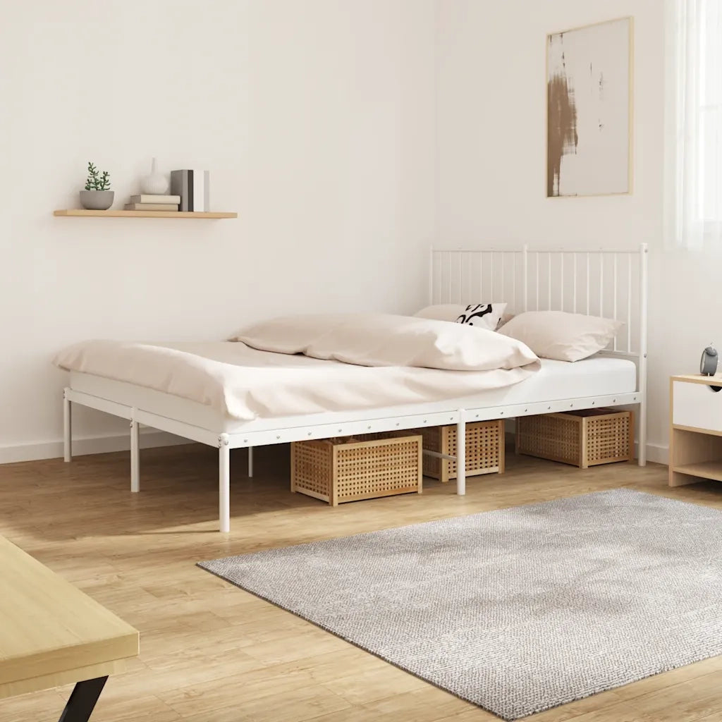 Giroletto con Testiera-Struttura Letto con testiera Metallo Bianco 140x200 cm 154516
